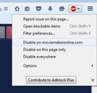 Switch Adblock Plus for moviemakeronline.com in firefox